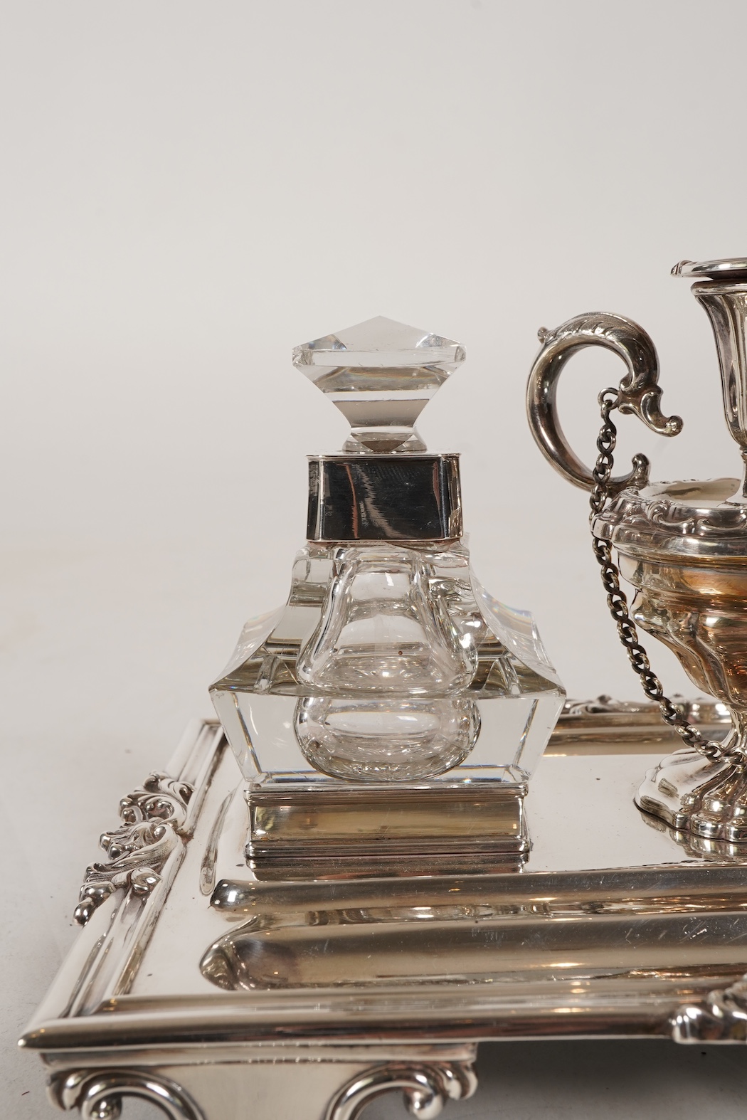 A William IV silver ink stand, by Henry Wilkinson & Co Ltd